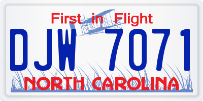 NC license plate DJW7071