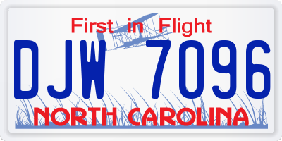 NC license plate DJW7096