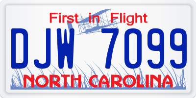 NC license plate DJW7099