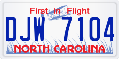 NC license plate DJW7104