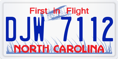 NC license plate DJW7112
