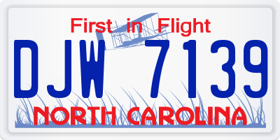 NC license plate DJW7139