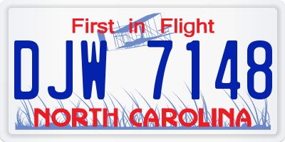 NC license plate DJW7148