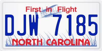 NC license plate DJW7185