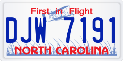 NC license plate DJW7191
