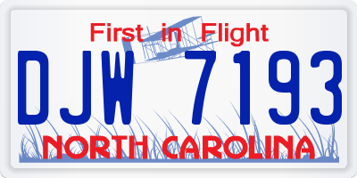 NC license plate DJW7193