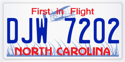 NC license plate DJW7202