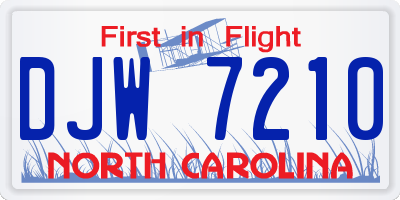 NC license plate DJW7210