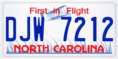 NC license plate DJW7212