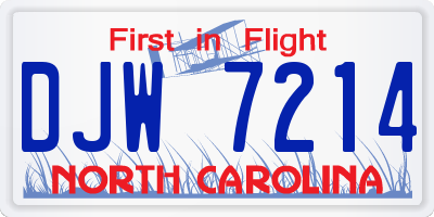 NC license plate DJW7214