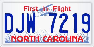 NC license plate DJW7219