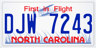 NC license plate DJW7243