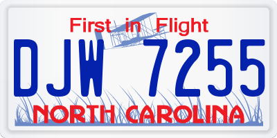 NC license plate DJW7255