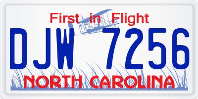 NC license plate DJW7256