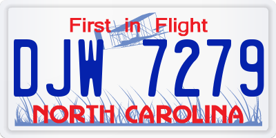 NC license plate DJW7279