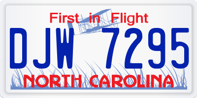 NC license plate DJW7295