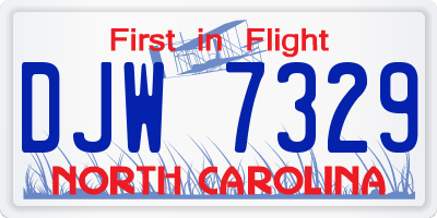 NC license plate DJW7329