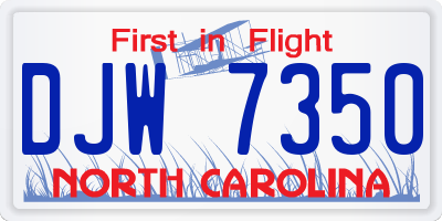 NC license plate DJW7350