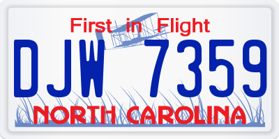 NC license plate DJW7359