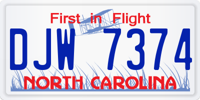 NC license plate DJW7374