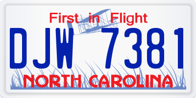 NC license plate DJW7381