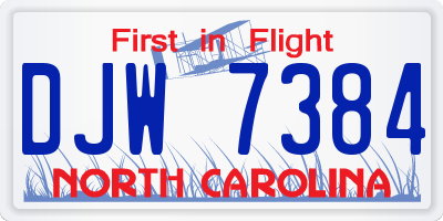 NC license plate DJW7384