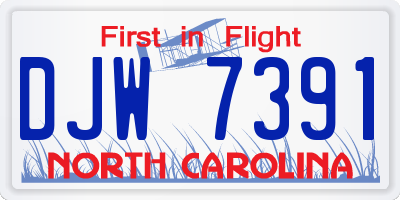 NC license plate DJW7391