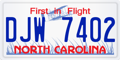 NC license plate DJW7402