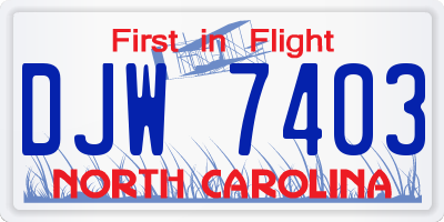NC license plate DJW7403