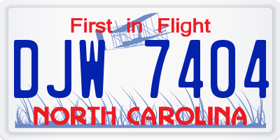 NC license plate DJW7404