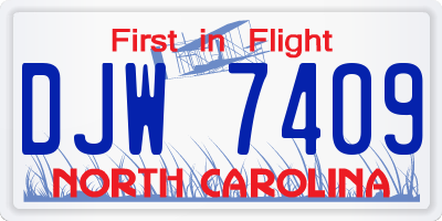 NC license plate DJW7409