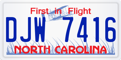 NC license plate DJW7416