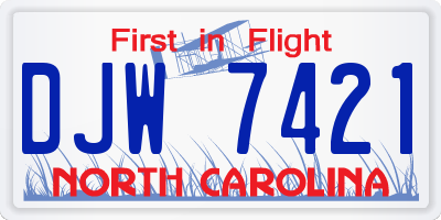 NC license plate DJW7421