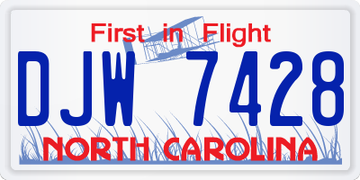 NC license plate DJW7428