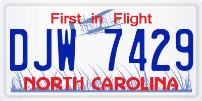 NC license plate DJW7429