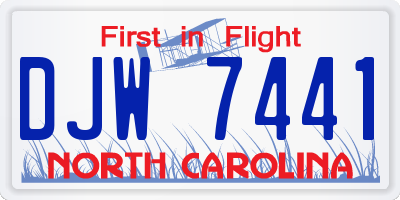 NC license plate DJW7441