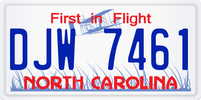 NC license plate DJW7461