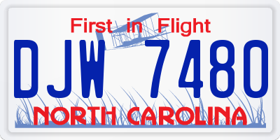 NC license plate DJW7480