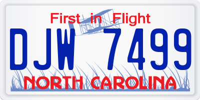 NC license plate DJW7499