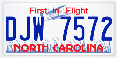 NC license plate DJW7572