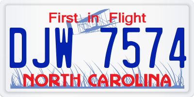NC license plate DJW7574
