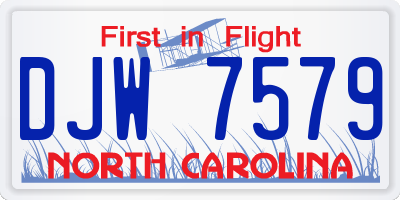 NC license plate DJW7579