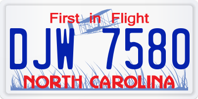NC license plate DJW7580