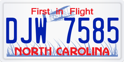 NC license plate DJW7585