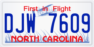 NC license plate DJW7609