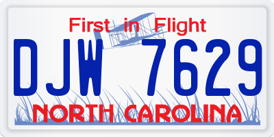 NC license plate DJW7629
