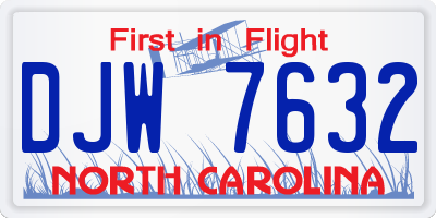 NC license plate DJW7632