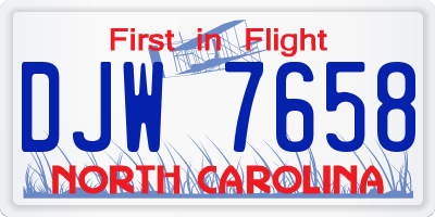 NC license plate DJW7658