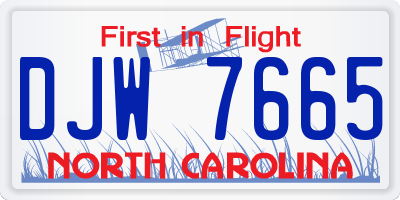 NC license plate DJW7665