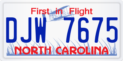 NC license plate DJW7675